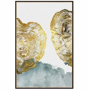 Постер прямоугольный на художественной бумаге 80х60 см "Волна абстракции-2" EVENHOME ДИЗАЙНЕРСКИЕ 00-3878742 Белый;золото;серый