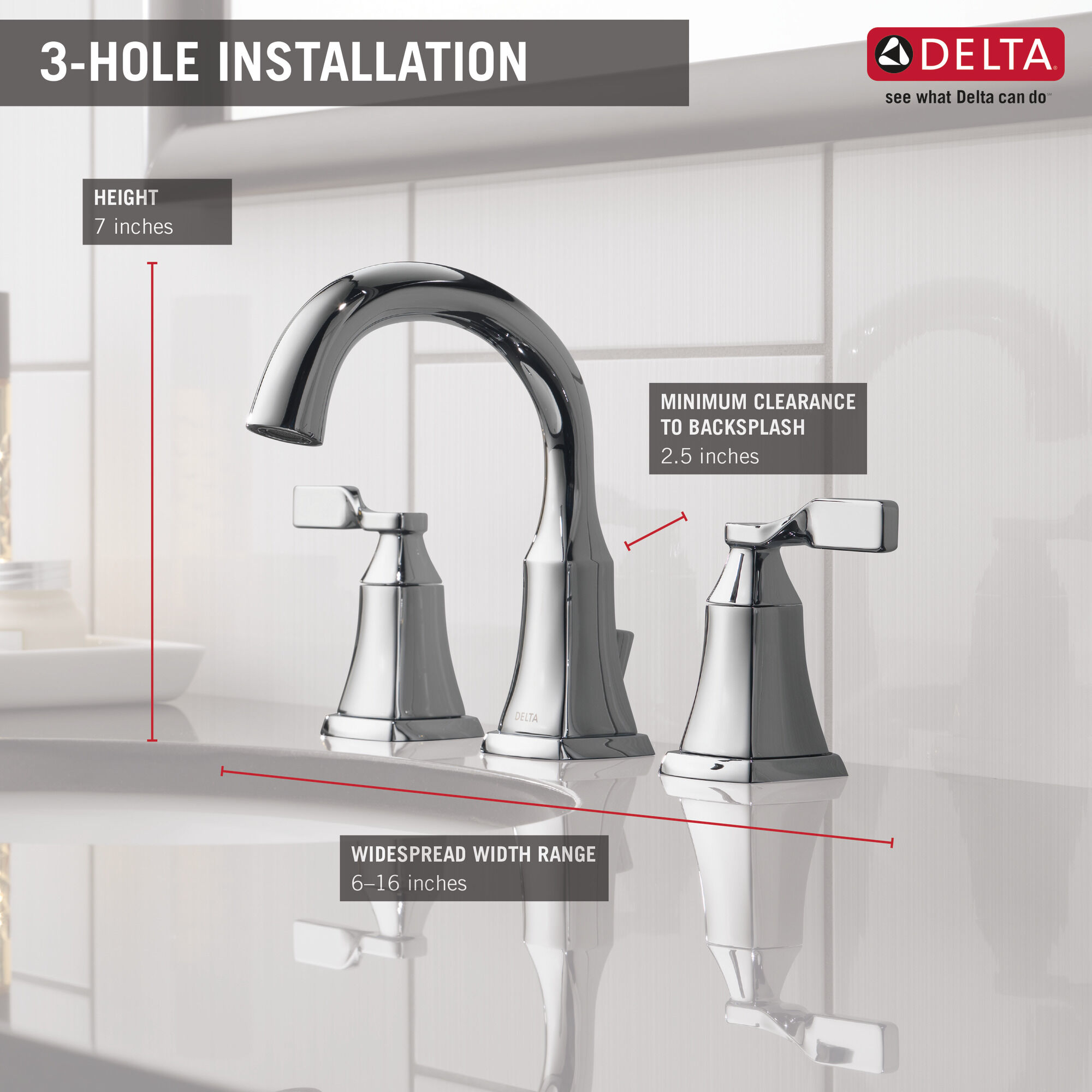 35766LF Смеситель для ванной комнаты с двумя ручками Delta Faucet Sawyer Хром  - Вид №1