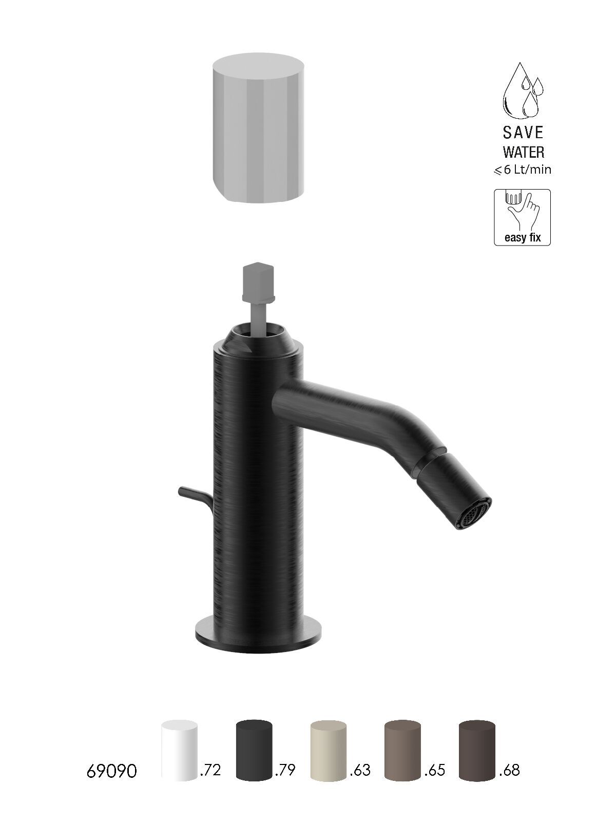 Смеситель для биде из нержавеющей стали с автоматическим сливом Rubinetterie Frattini Pepe XLS 316 ARCH-00115600 - Вид №3