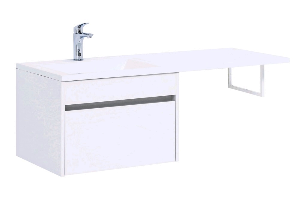 Тумба с раковиной Aquanet Токио 120 L белый (подвесная, 1 ящик) 0023691600235499 - Вид №1