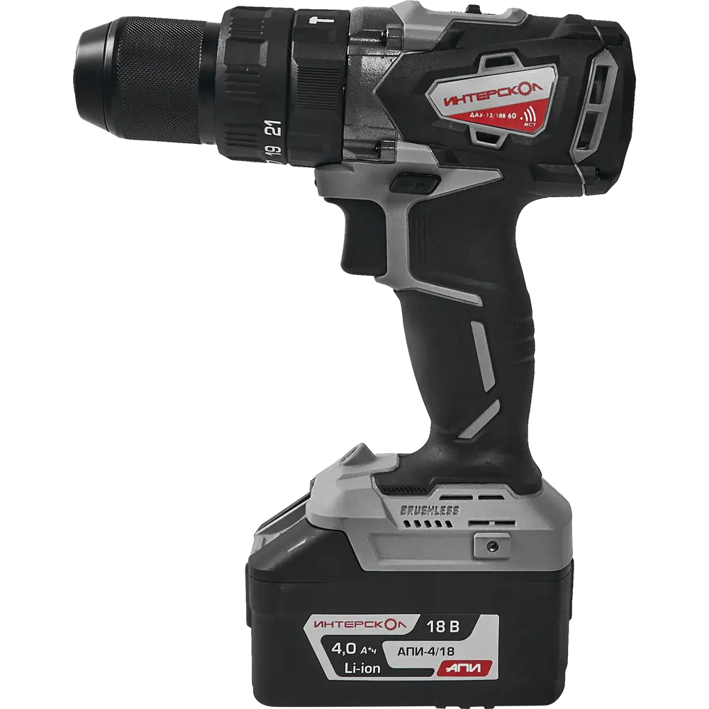 Интерскол ДАУ-13/18В - бесщеточная аккумуляторная дрель-шуруповерт с ударным механизмом 86845668 STLM-0072008 - Вид №1
