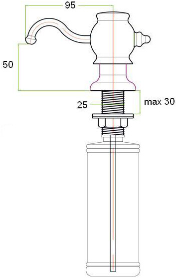 Встраиваемый дозатор ZorG Inox ZR-24 CR для жидкого мыла, хром - Вид №1