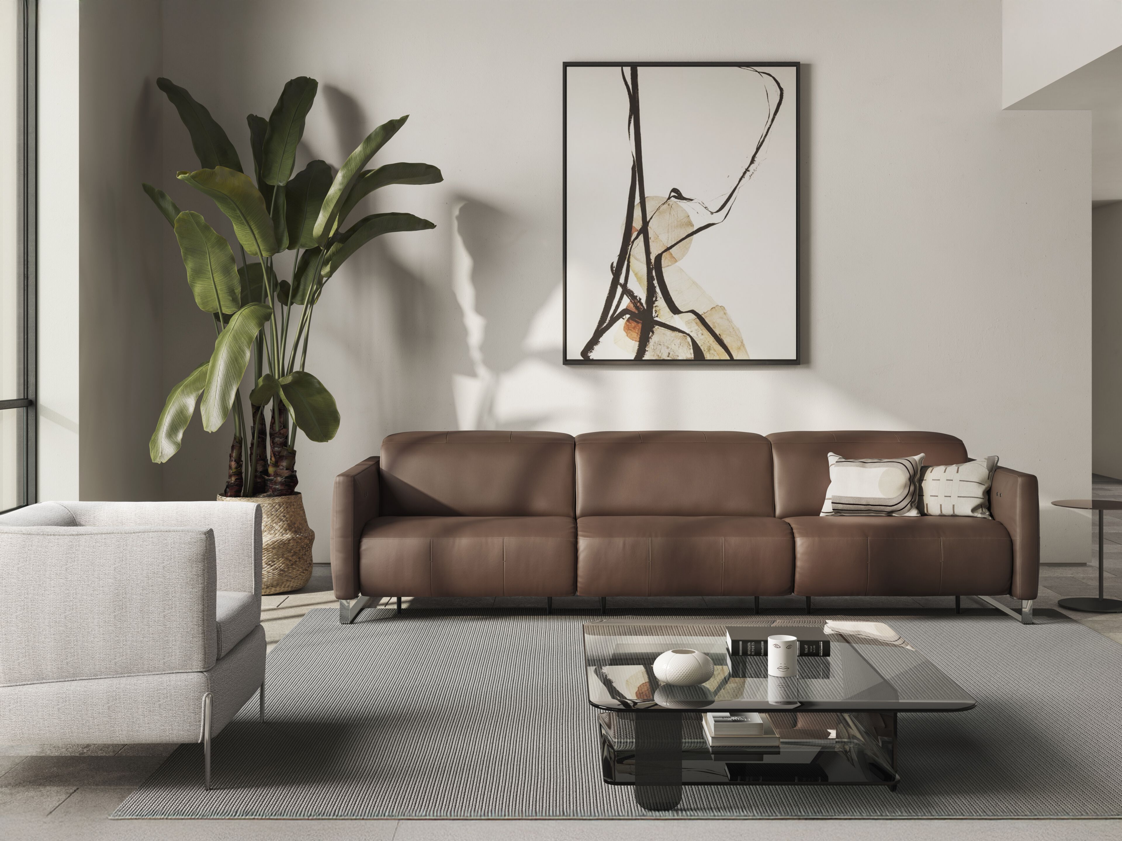 Кожаный диван-кровать с подголовником и подставкой для ног Natuzzi Italia Sophy ARCH-00047916 - Вид №3