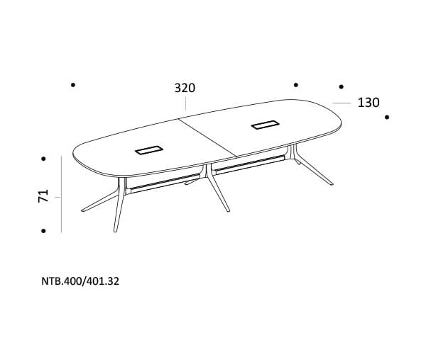 Регулируемый по высоте прямоугольный стол для совещаний с системой кабельной втулки ICF NoTable ARCH-00036629 - Вид №14
