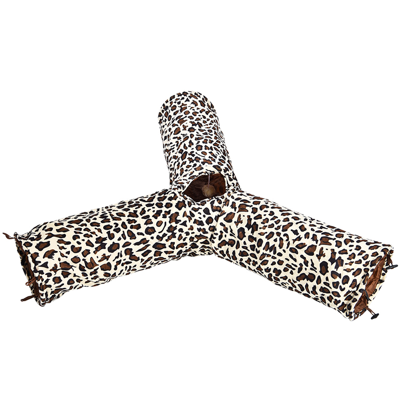 ПР0050055 Тоннель для кошек трехрукавный с леопардовым принтом 25х55см Foxie 