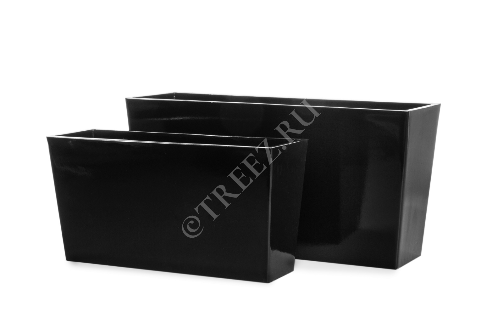 41.216-06-006-BBD100 Кашпо  Japonica Hikari - Devider (узкая трапеция) - чёрный глянцевый лак Цветочная коллекция 