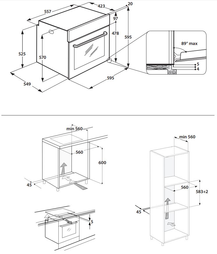 1083381 Газовый духовой шкаф Indesit IGW 620 WH STDN-0040575 - Вид №7