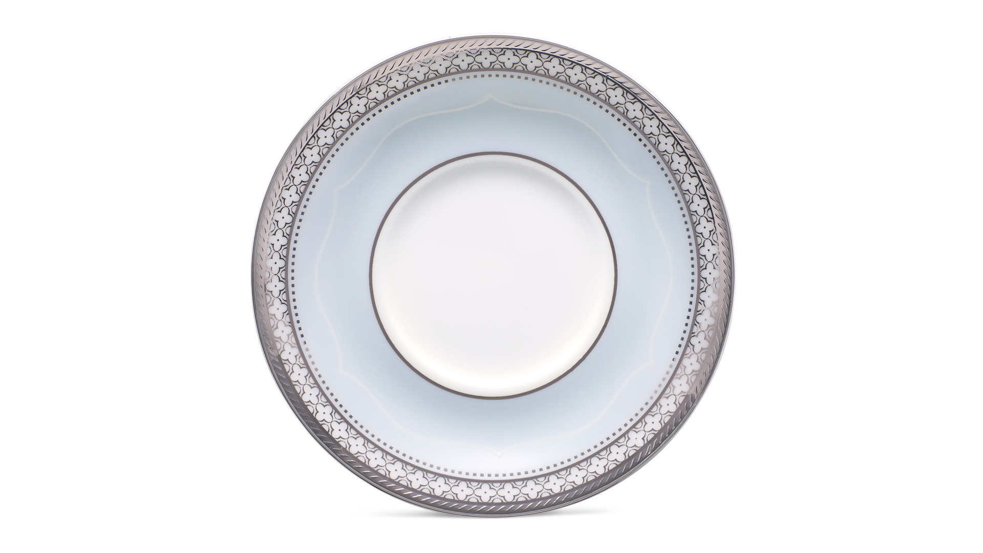10672923 Noritake Чашка кофейная с блюдцем Noritake Трефолио, платиновый кант 90мл, фарфор Фарфор костяной  - Вид №2