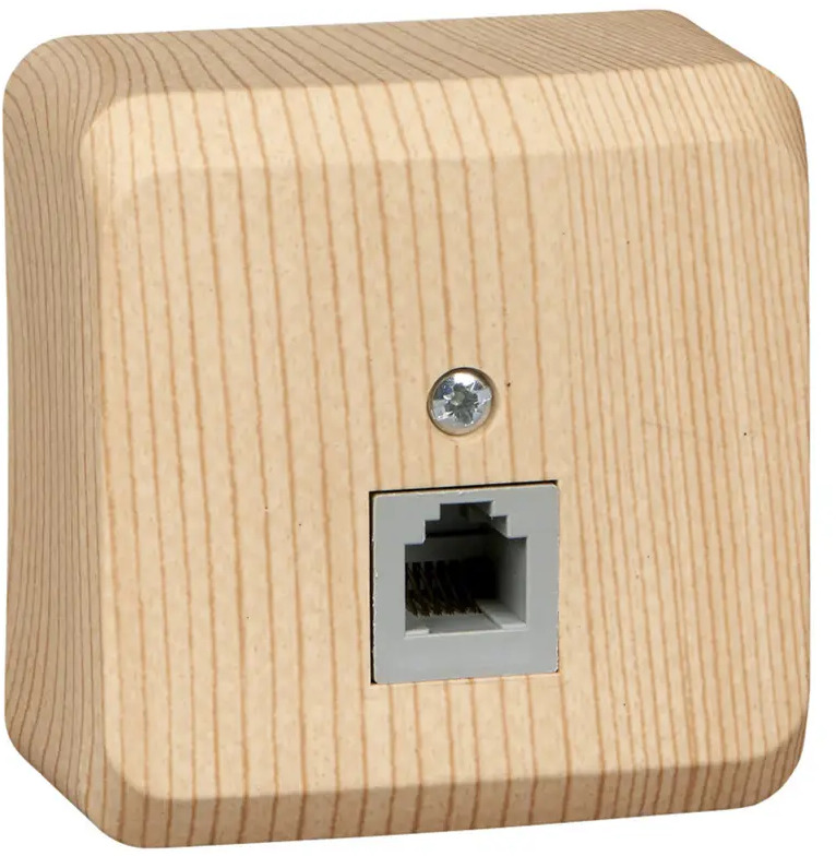 91586369 Розетка телефонная накладная Systeme electric Этюд 254802 RJ11 цвет сосна STLM-1105628