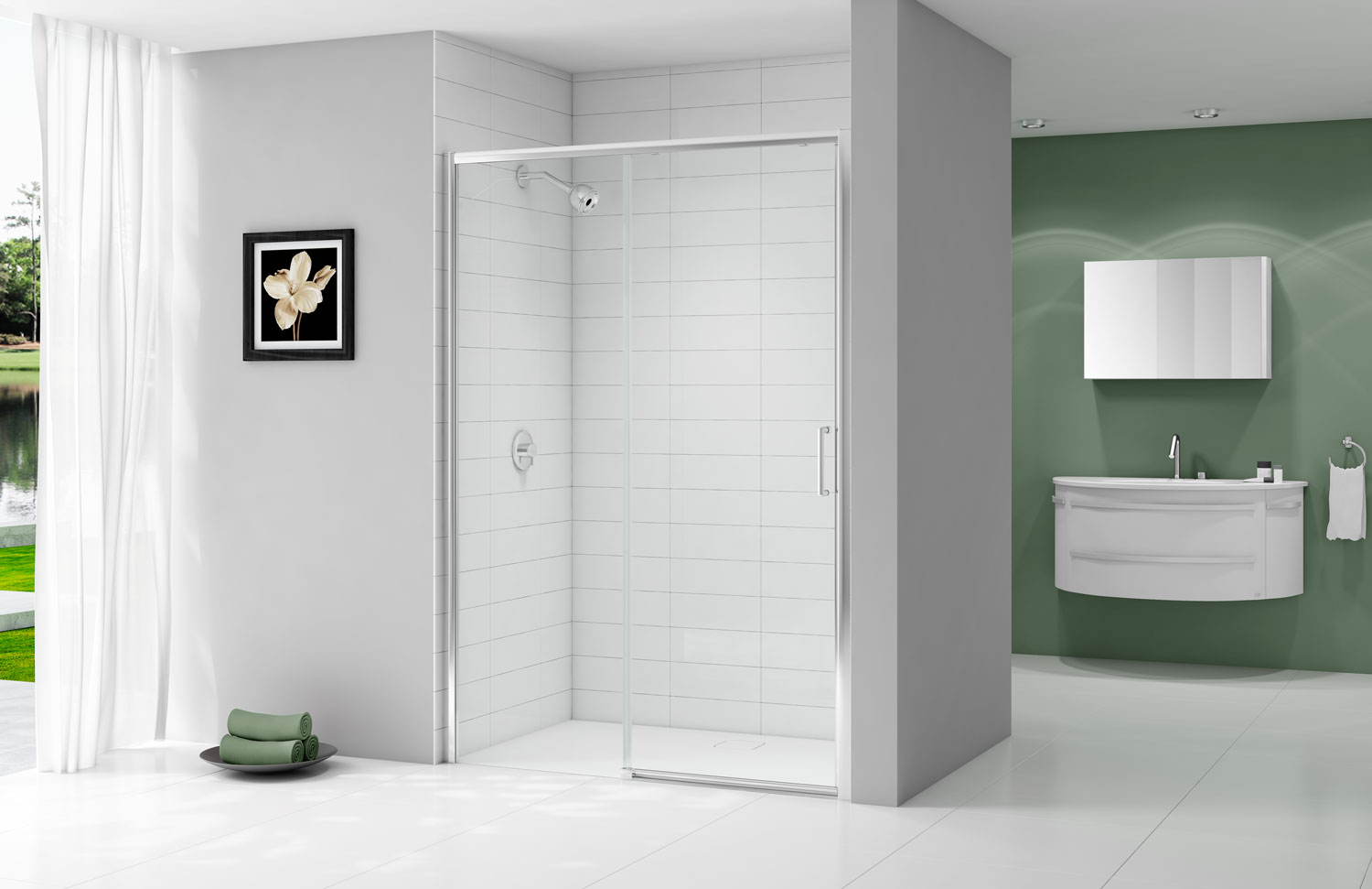 Дверь душевая для установки с боковой панелью A0303SH Merlyn Ionic Хромированный  - Вид №1