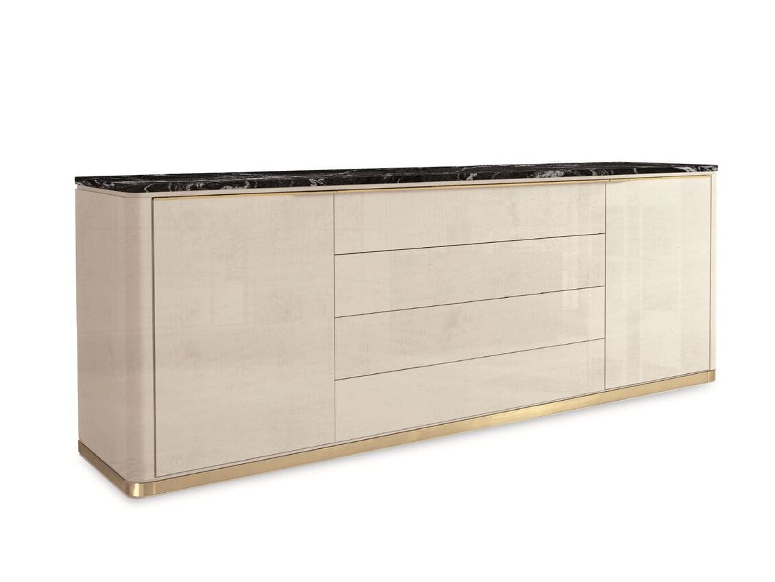 Шкаф из дерева и мрамора с распашными дверцами и ящиками Hurtado Evolution ARCH-00002297