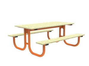 Прямоугольный стол для пикника WPC со встроенными скамейками