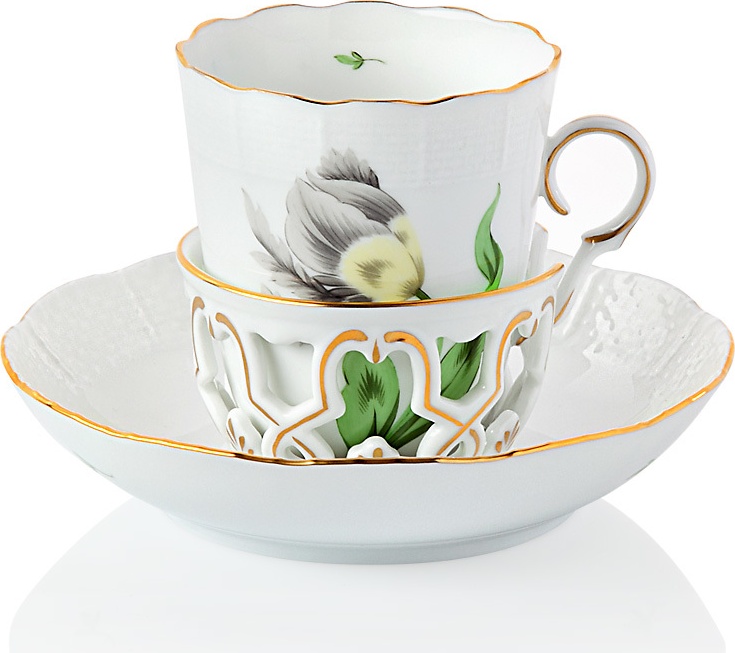 1051676 Herend Чашка для шоколада с блюдцем 150мл"Китти" (черная) Фарфор, Керамика 