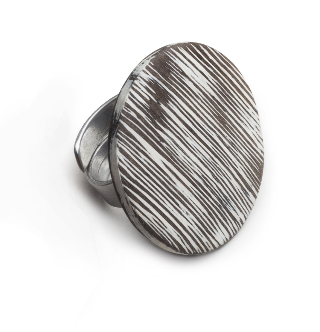 MIX_3151 Кольцо, полоски, дерево крашеное, алюминий Mix Culture Santreyd 