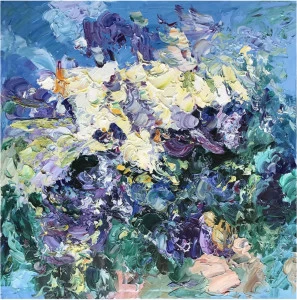 Картина на холсте 100х100 см "Разнообразие цветов" EVENHOME КАРТИНЫ МАСЛОМ 129943 Голубой;зеленый;синий;разноцветный