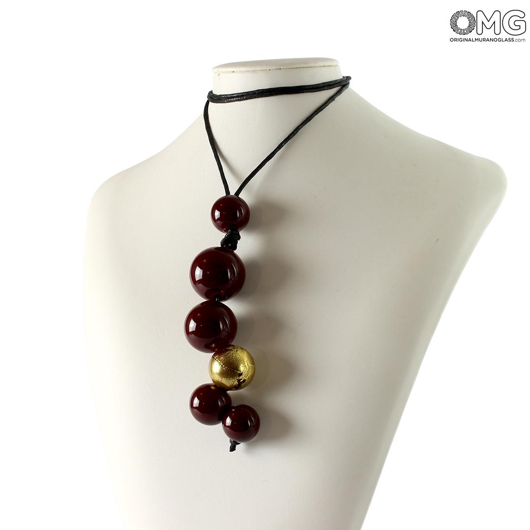 4651 ORIGINALMURANOGLASS Колье Люмина - Красное - муранское стекло OMG 56 см  - Вид №1