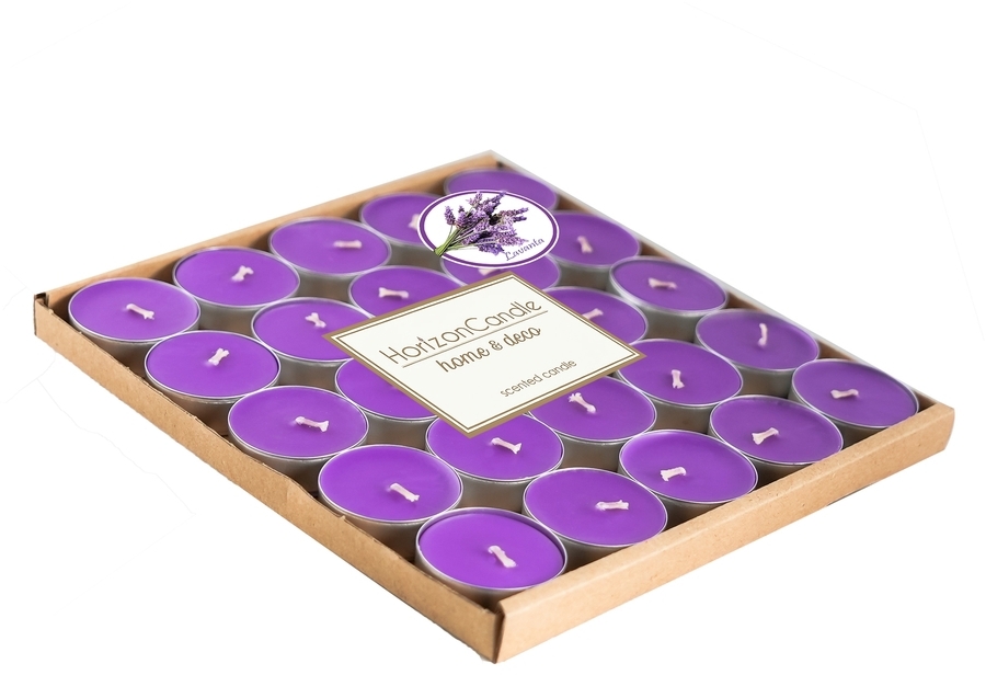 91017971 Свеча Horizon Candles чайная плавающая высота 14 мм d 37 мм 25 шт/уп ГИЛЬЗА на 3 часа горения лаванда STLM-0443365 MIR LIGHT