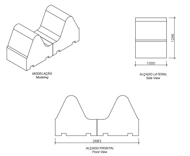Модульная бетонная скамья без спинки amop Socialplay ARCH-00011834 - Вид №2