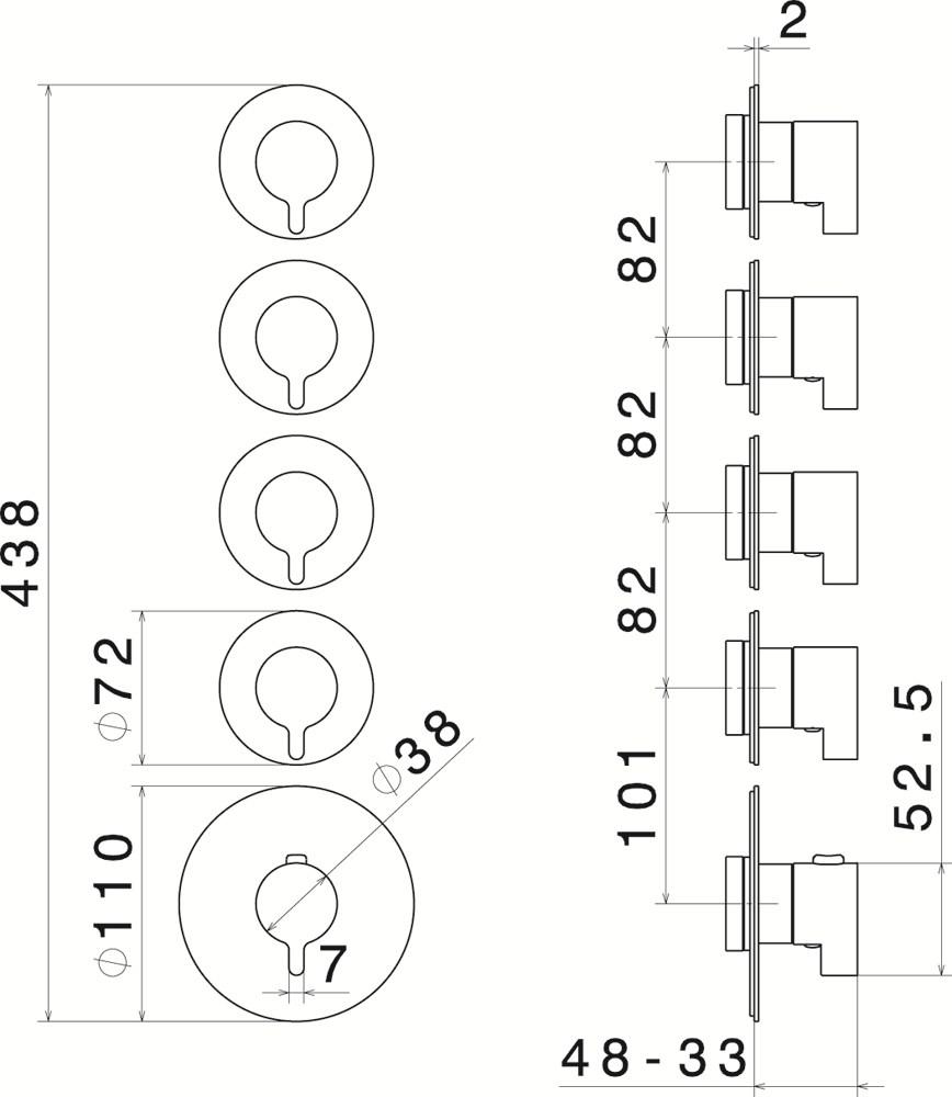 newform Термостатический смеситель для душа Termostatici multiutenza 4 uscite 67621e - Вид №1