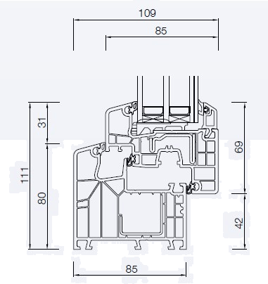 Diquigiovanni Окно ПВХ с тройным остеклением Dqg 85 sun-id-1361677 - Вид №2