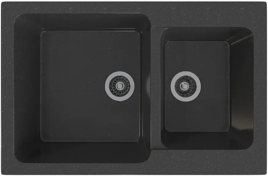 90403338 Врезная мойка Gamma Stone 77.50x50.50x20 см литьевой мрамор цвет черный GS-13-08 STLM-0881038