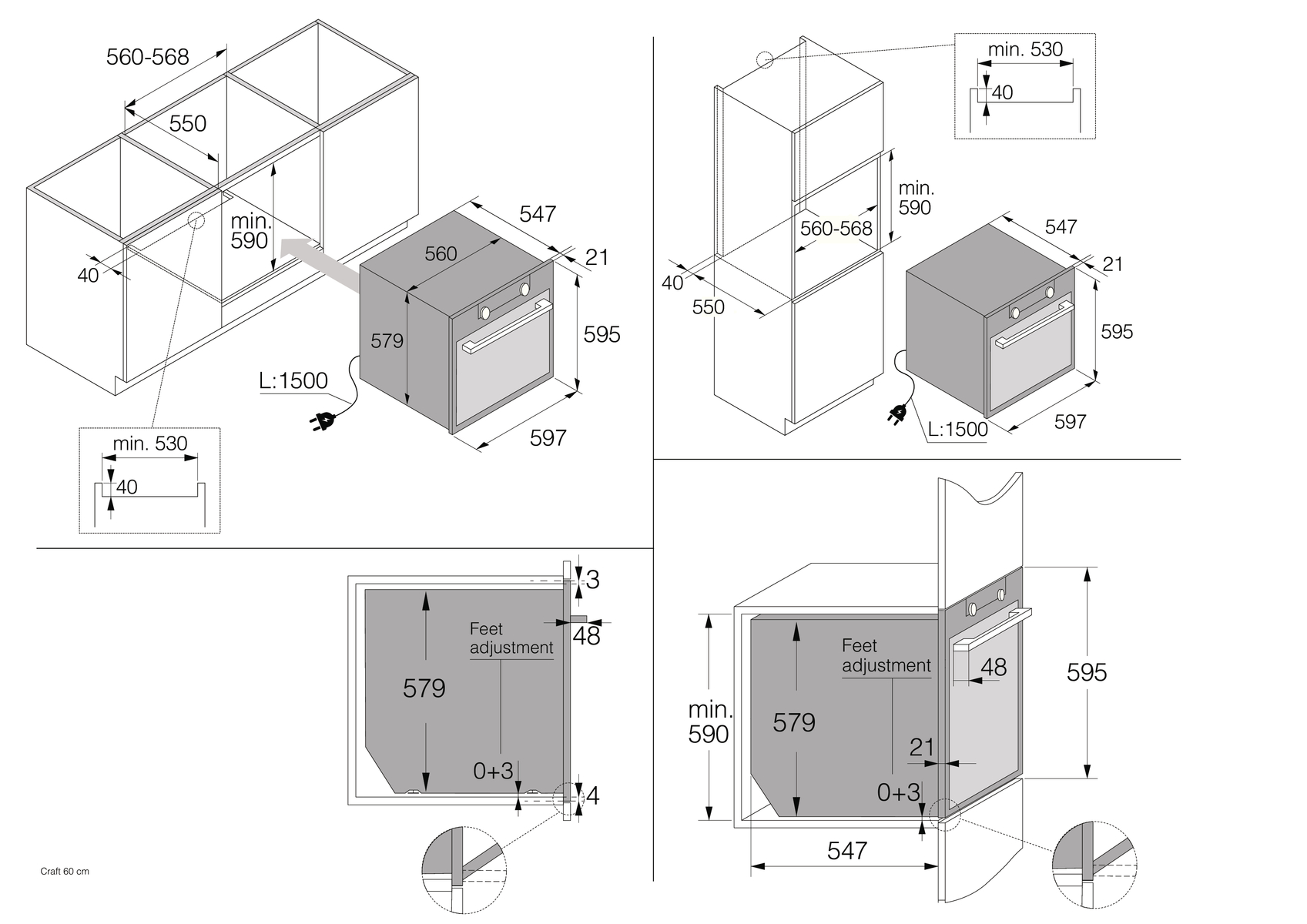 5485170 Электрический духовой шкаф Asko OCS8687B-1 серый STDN-0066632 - Вид №4