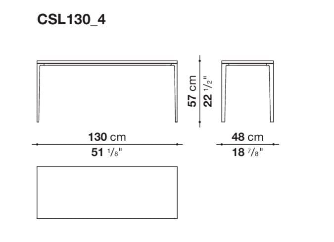 Прямоугольный консольный стол с кованым зеркальным стальным верхом Maxalto Soleide ARCH-00107166 - Вид №3