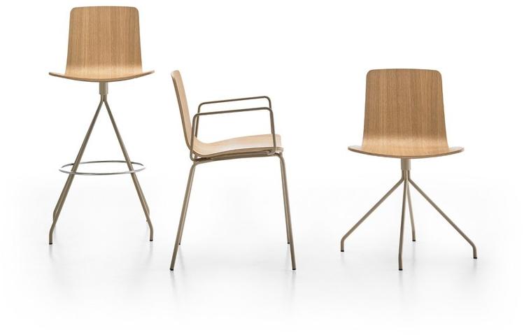 Viccarbe Табурет поворотный деревянный со спинкой Klip sun-id-1459762 - Вид №4