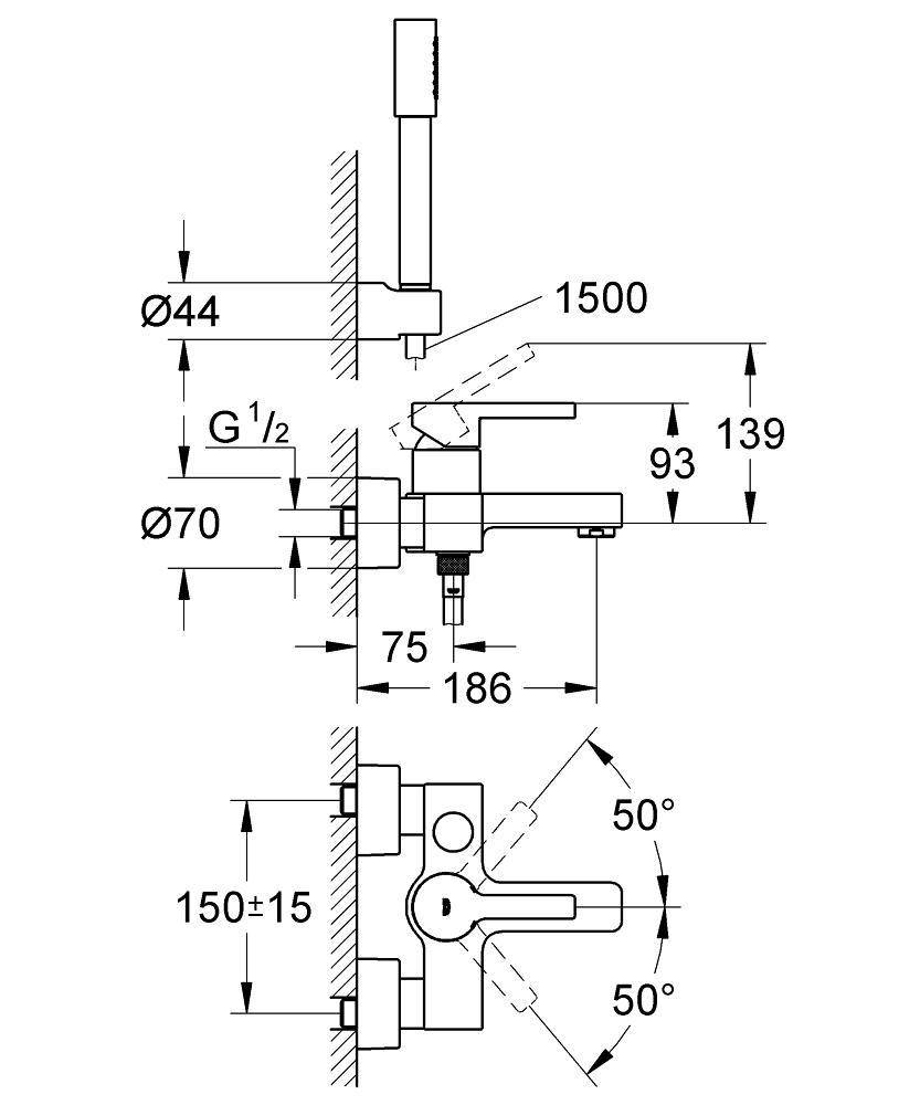 33850000 Смеситель для ванны Grohe Lineare хром - Вид №1