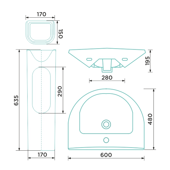 W 101 Умывальник + пьедестал 22,77 кг. GESSO  - Вид №2