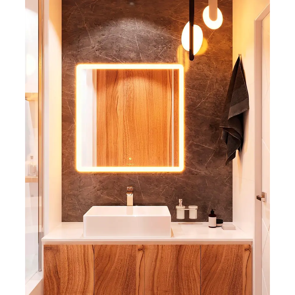 Зеркало для ванной Omega Glass Тип 4 SD304 с подсветкой 70x70 см квадратное STLM-2126919