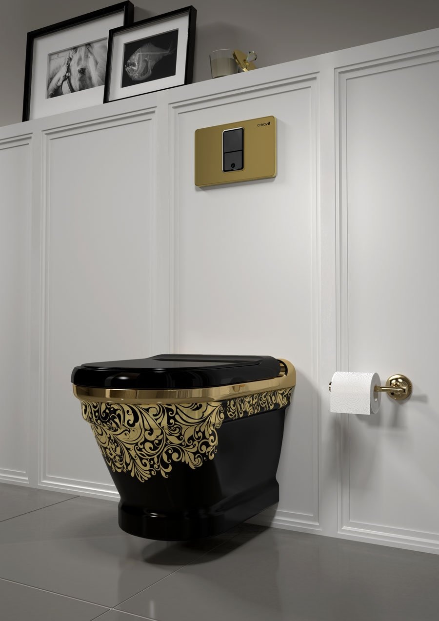 AN320-00SI00E-AK00 ANTIK Унитаз подвесной с биде ЧЕРНЫЙ Creavit Antik  - Вид №2