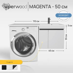 91685549 Тумба под стиральную машину Uperwood Magenta 50 см подвесная белая/графит с дверцами STLM-1449622