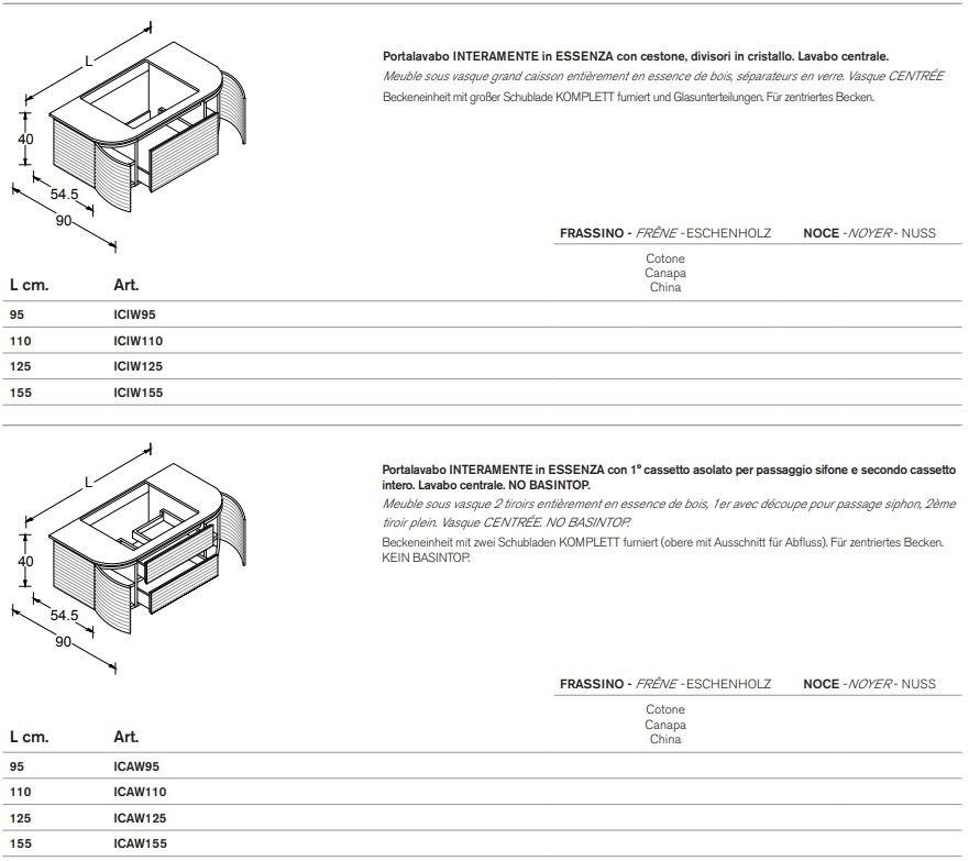 ARTELINEA Подвесная тумба под умывальник из орехового дерева с ящиками Incanto Al 537b - Вид №4