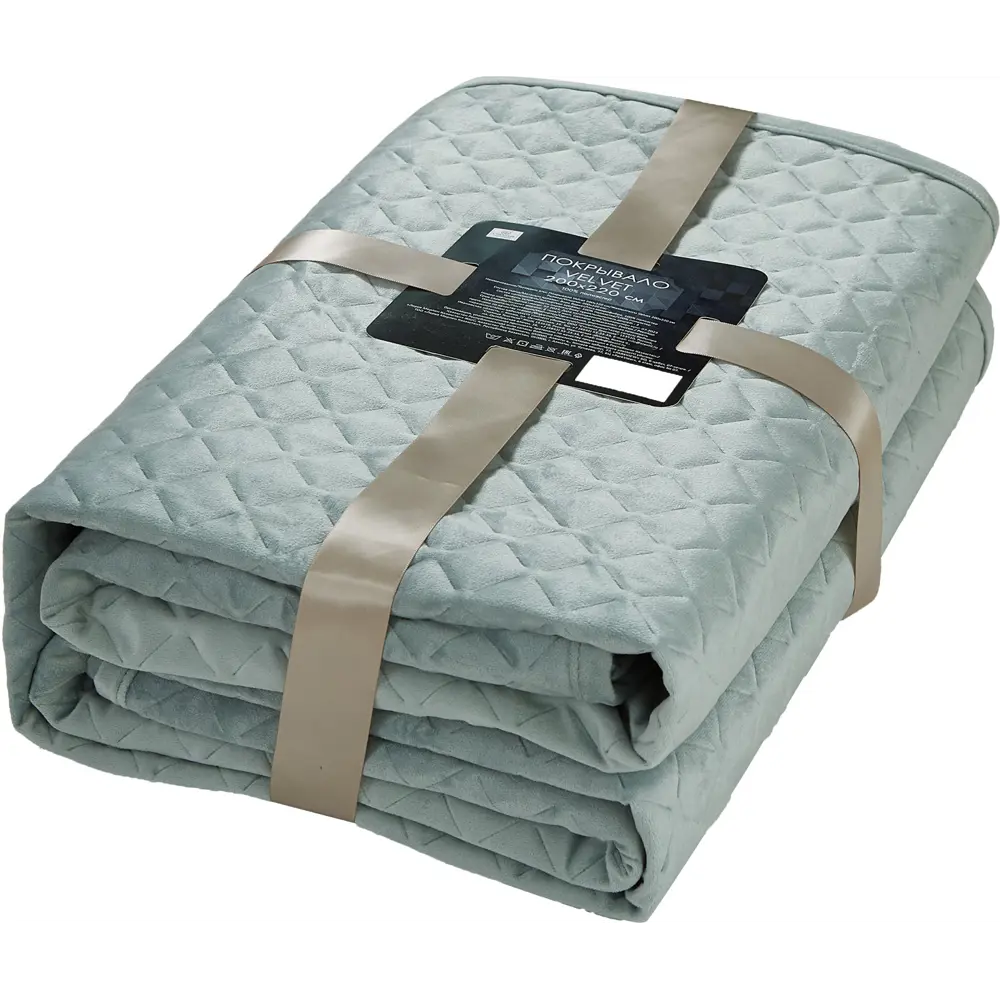 Покрывало Velvet 200x220 см полиэстер цвет серо-зеленый 88035624 STLM-2029968 Santreyd - Вид №2