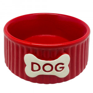 ПР0057311 Миска для животных Dog Bone красная керамическая 15х15х6см 350мл Foxie