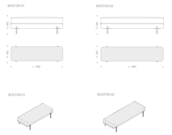 Кожаная мягкая скамья Kico Living Complements ARCH-00048428 - Вид №3