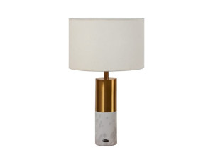 Настольная лампа из ткани с металлическим основанием и мрамором