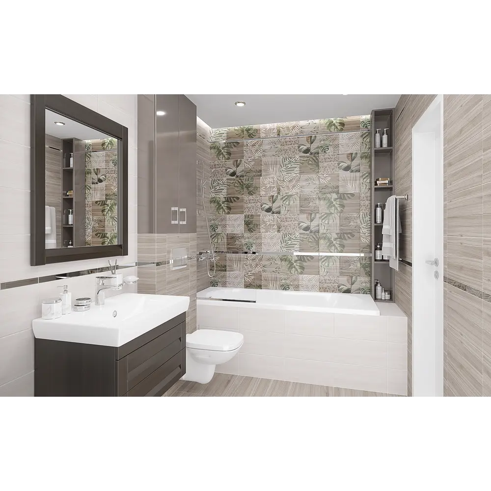Плитка настенная Organic с узором 20х40 см 1.2 м² цвет серый Santreyd STLM-2079834 - Вид №10