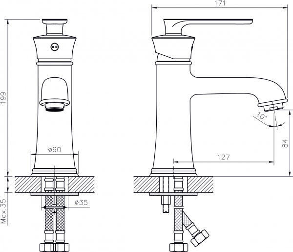 Смеситель для раковины Rush Flores FL0835-11 хром 11522112 - Вид №1