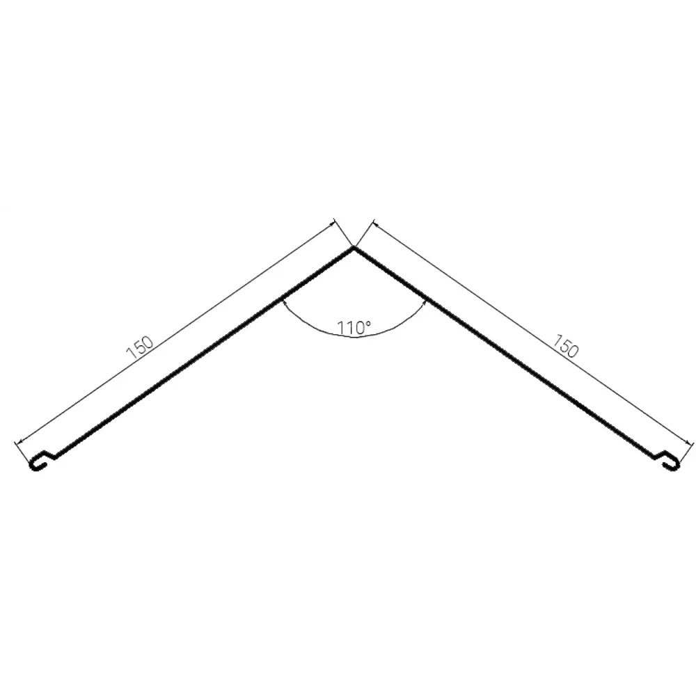 Конек 150x150x2000 мм 0.4 мм RAL 6005 зеленый ВЕГА STLM-2027175 - Вид №1