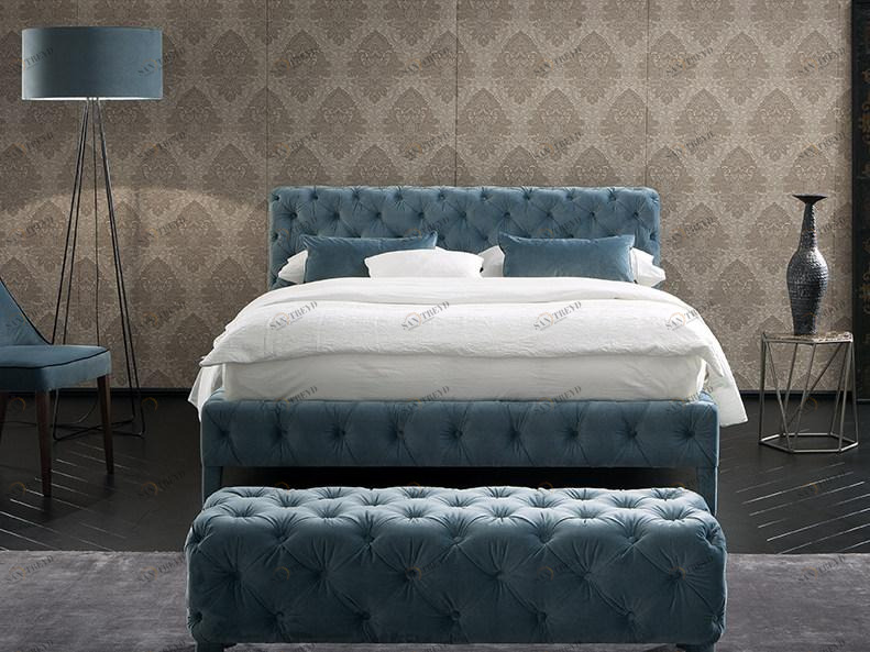 Chaarme Letti Кровать из мягкой ткани с тафтинговым изголовьем sun-id-1500935