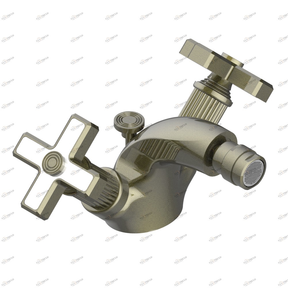 U9R-3202 Смеситель для биде на одно отверстие с поворотным аэратором и донным клапаном Thg-paris Grand central с ручками-крестиками с белым ониксом Бронза U9R 3202 CAT.D