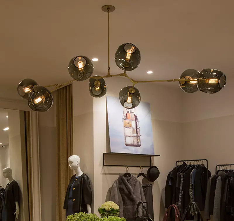 Светильник подвесной на 8 ламп 42х168 см дымчатый Bubble KG0579P-8 brass DELIGHT COLLECTION ДИЗАЙНЕРСКИЕ 00-3883063 Прозрачный;серый  - Вид №4