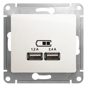 91343114 Розетка USB встраиваемая Systeme electric Glossa GSL000639 А+С цвет перламутровый STLM-1109000