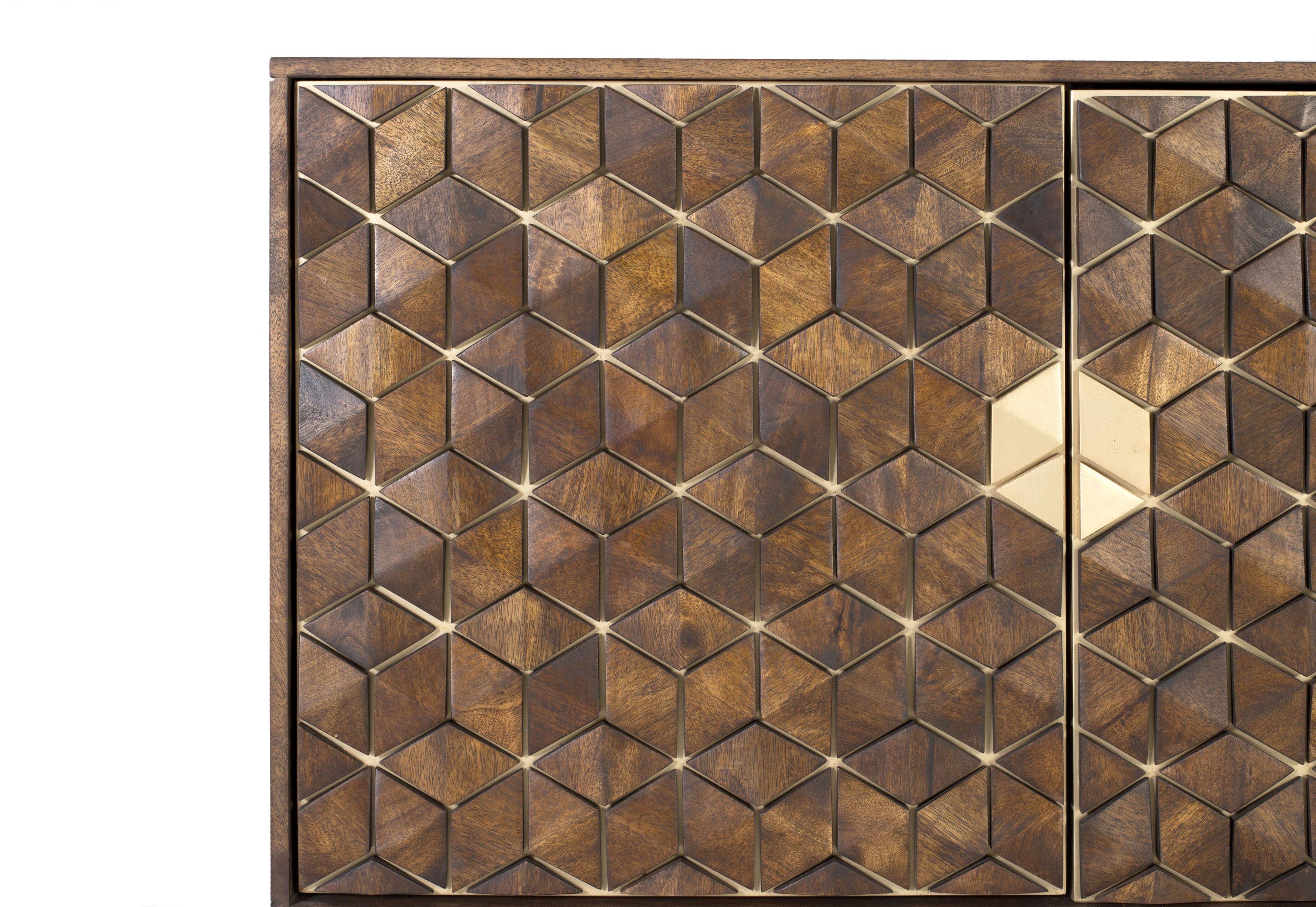 Шкаф из манго с выдвижными ящиками и распашными дверцами Giner y Colomer Bora Bora ARCH-00012905 - Вид №3