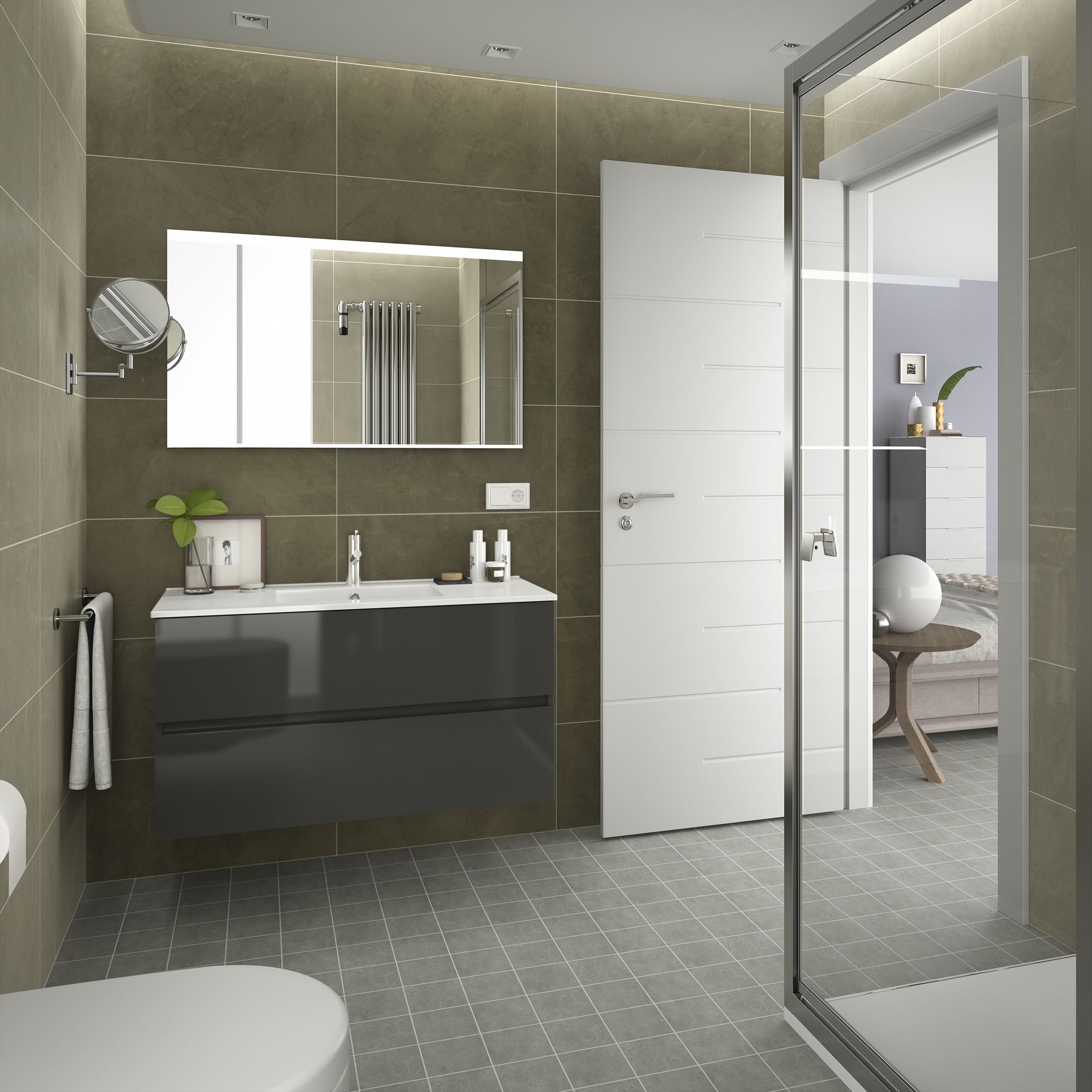 23306 SALGAR Мебель для умывальника FUSSION LINE 1000 2 ящика GLOSS GREY 997 x 540 x 450 мм Глянцевый серый