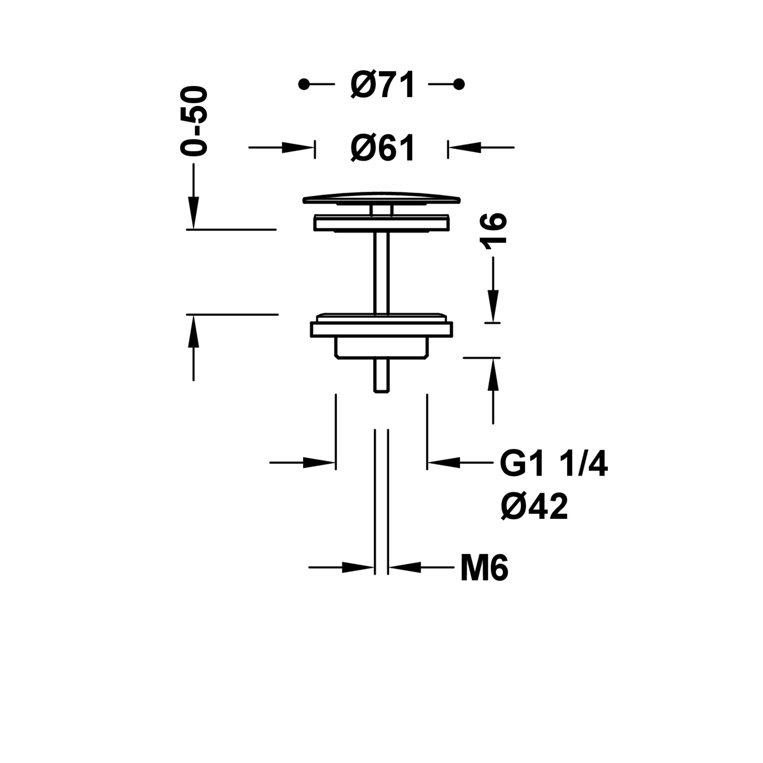 Всегда открытый сливной клапан для умывальника без перелива-134215028 TRES Drain - Вид №1