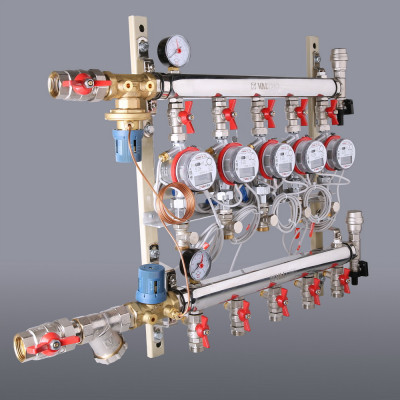 VT.GPA.05S04.L2 Узел этажный для поквартирного учета тепловой энергии с автоматическим регулятором перепада давлений Valtec 3/4", 2 вых., ввод слева  - Вид №2