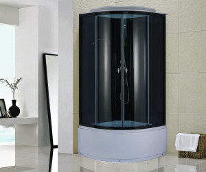 Душевая кабина NG- 6508-14 (900х900х2150) высокий поддон(45см) стекло ТОНИРОВАННОЕ алюм черный